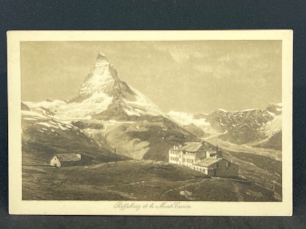 Tirage Albuminé Vintage - Le Mont Cervin Et L'hôtel Du Riffel, Suisse - Circa 1885 - 10x15 Cm