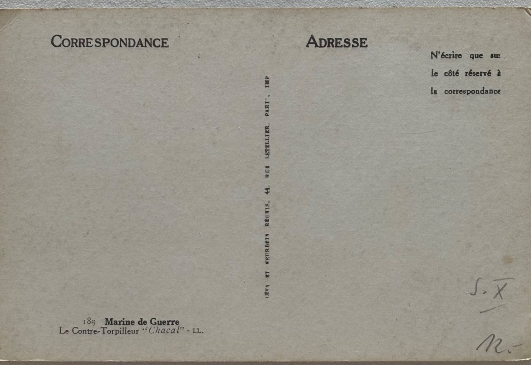 Cartoline postali: Kriegsschiff, Chacal, Schiff, Frankreich – Usato da Frauenfeld venduto da Merk52 1
