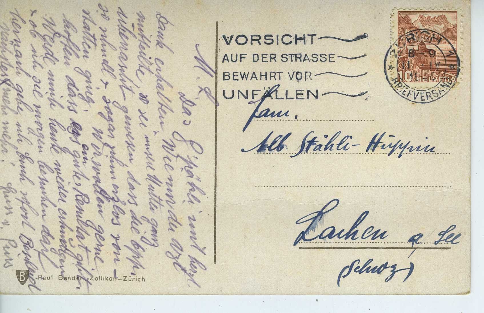 Cartoline postali: Zürich - Quaibrücke mit Uetliberg – Usato da Schleitheim venduto da Pmschlaate 1