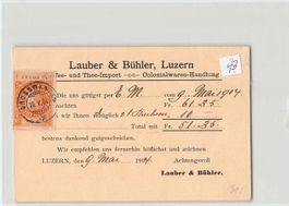 LAUBER & BÜHLER LUZERN mit Strafporto GEBÜHRENMARKE !!!