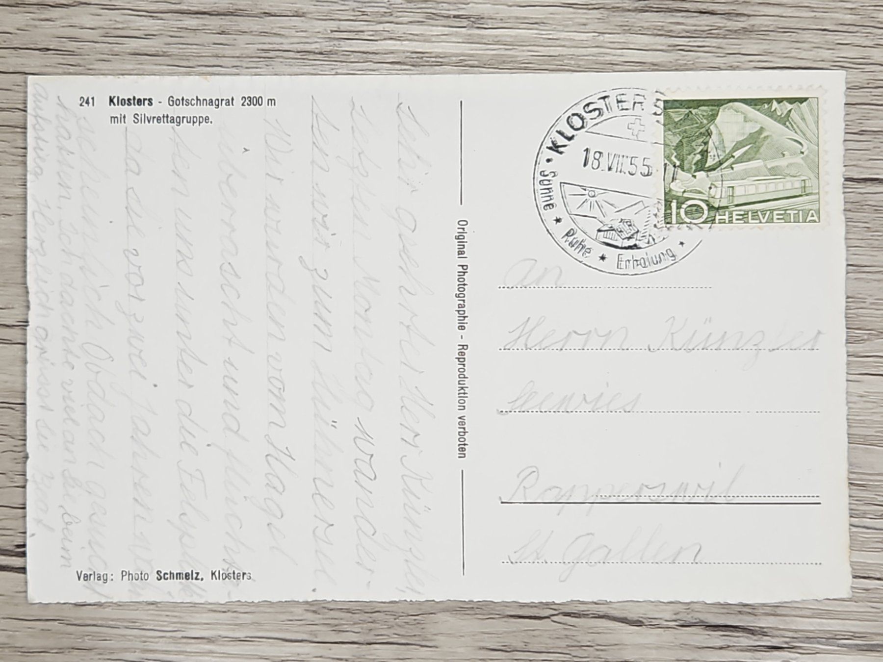 Tutti i francobolli: CL22 Carte Postale + Timbre Suisse 1955 – Usato da Cousset venduto da Patrick_Collections 1
