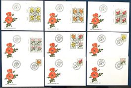 1977 Pro Juventute FDC Rosen 4er  mit TABS + Einzel + Satz