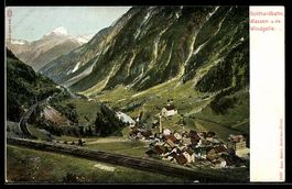AK Wassen, Gleisanlagen der Gotthardbahn, Ortsansicht mit de