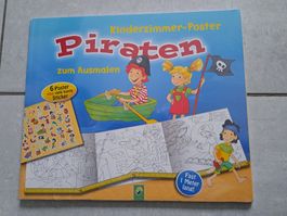 Piraten 6 Riesen Poster zum Ausmalen mit Sticker, Neu