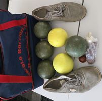 Jeu de boules complet avec sacoche et chaussures, comme neuf