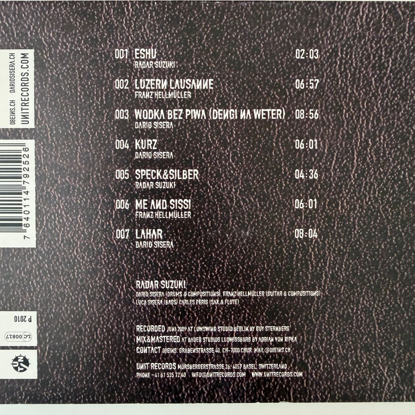 CD: Radar Suzuki, Lahar (CD Unit) Sisera / Hellmüller / Peris – Usato da Zug venduto da Mirare9 3