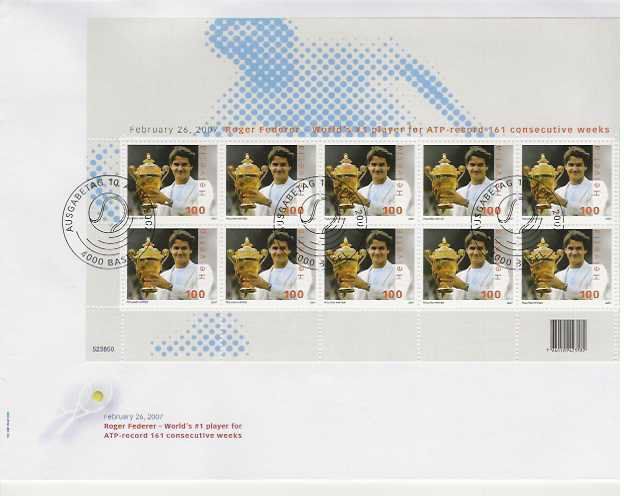 Couverts & Versandtaschen: timbre FDC 1279 Federer – Gebraucht aus Sorvilier von carose01