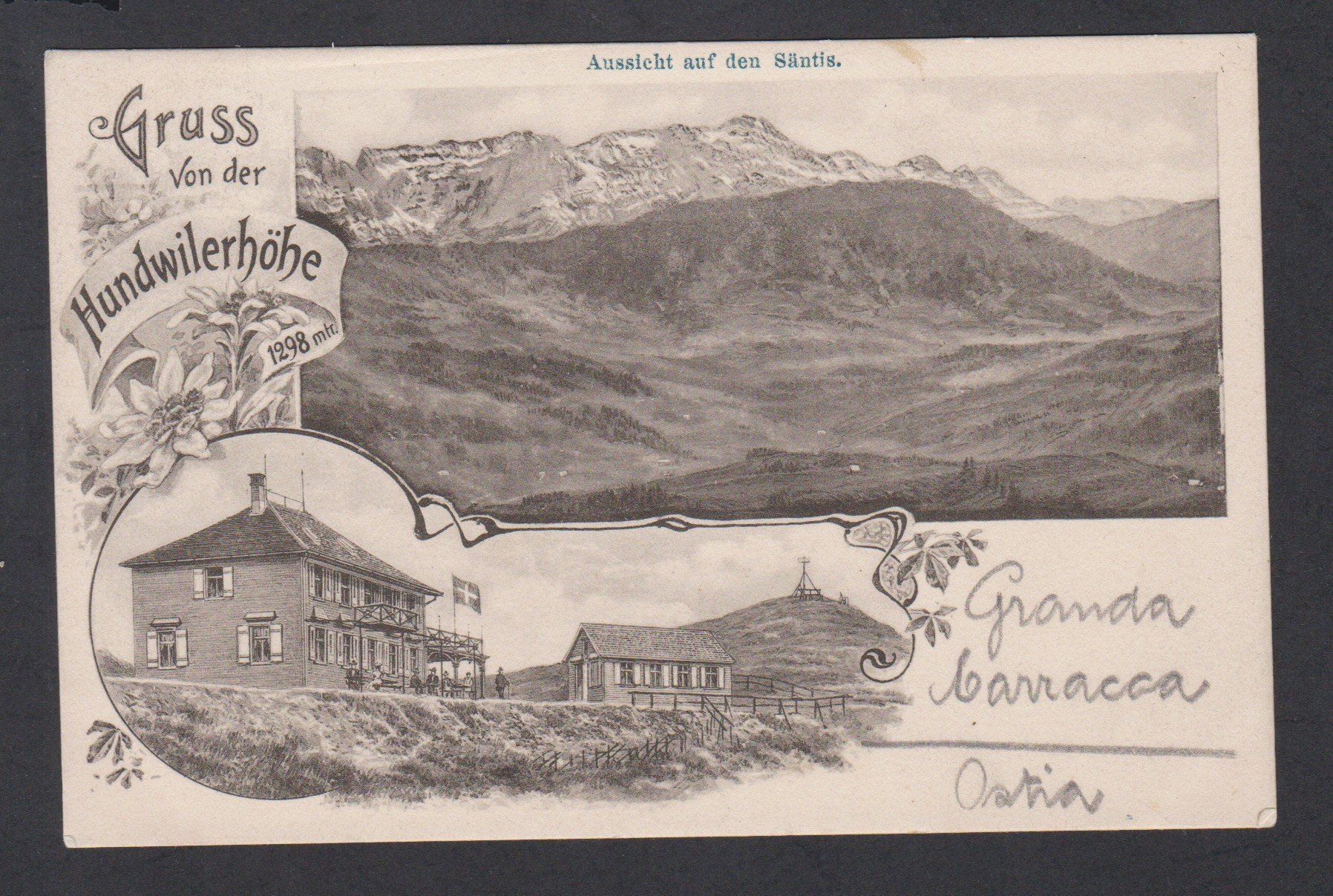 Cartoline postali: Hundwilerhöhe  AR   -   alte Ansichtskarte von 1906 – Usato da Vitznau venduto da Ropaku