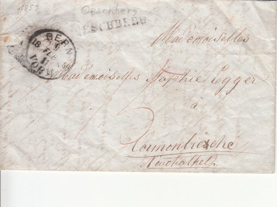 Tutti i francobolli: BOM Oeschberg - Cormondrèche 1859 – Usato da Bürglen TG venduto da StampGraf