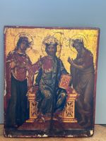 Religiöse Ikone auf Holz – Christus mit Maria & Johannes