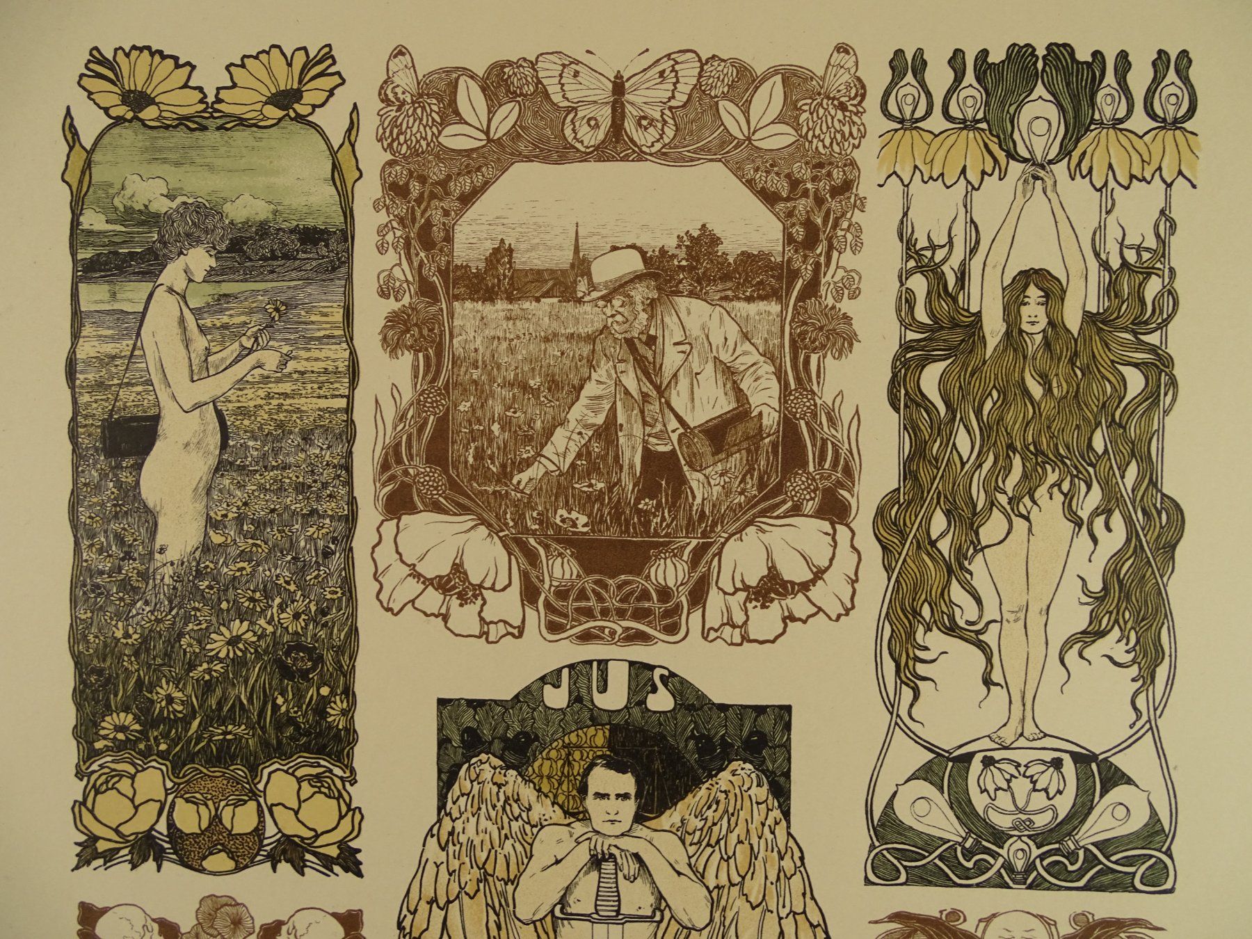 Grafica & Litografie: HANS MEYER-KASSEL: JURISPRUDENZ, BOTANIK…, JUGENDSTIL – Usato da Grüningen venduto da Kartensammler 2