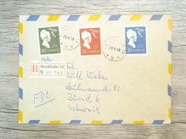 TR69 Enveloppe + Timbre Suede 1958