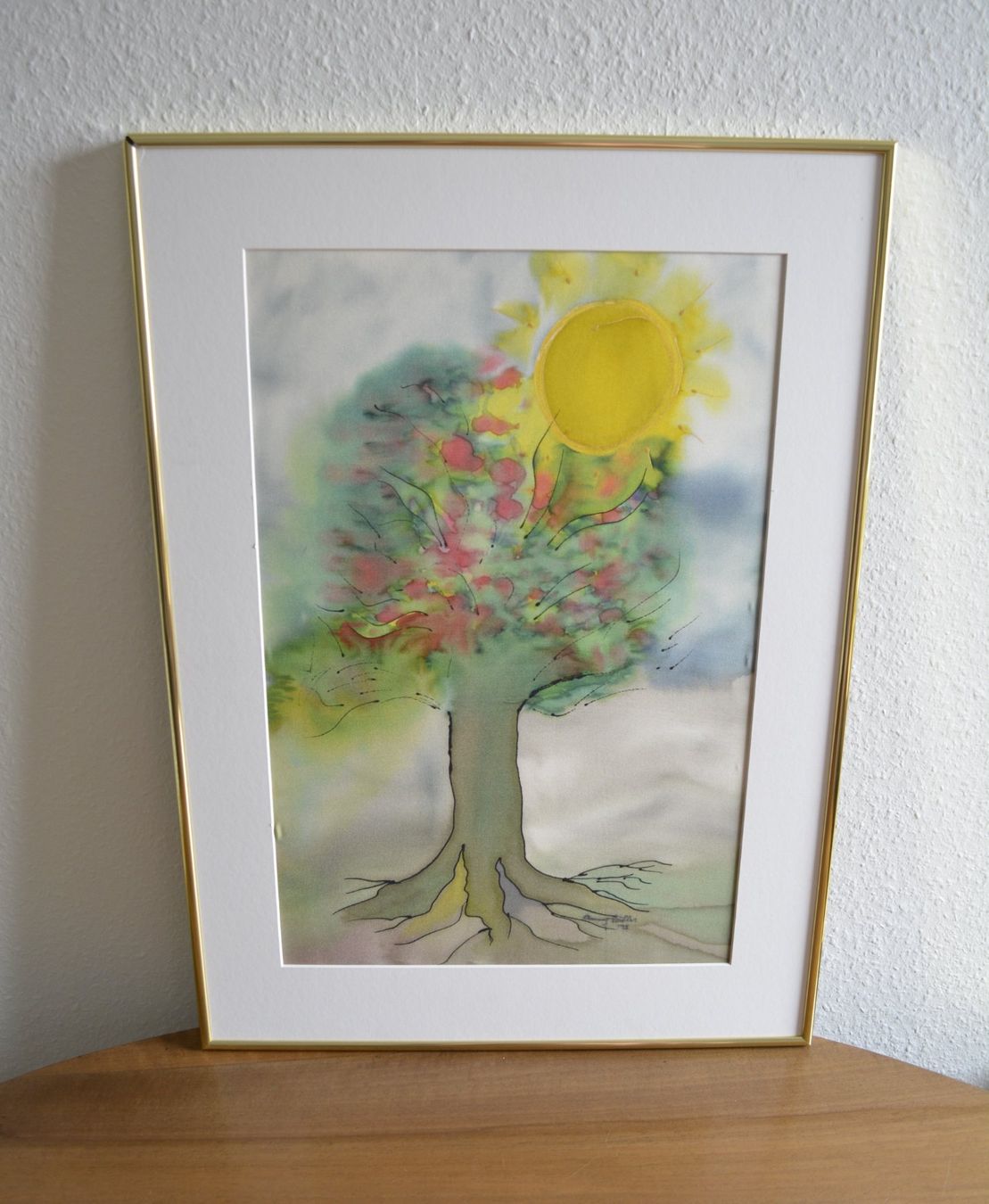 Poster & Bilder: Gerahmtes Aquarell Baum mit Sonne – Gebraucht aus Brunnen von Kloster_Ingenbohl