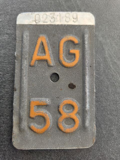 Sachs Insegne: Velonummer AG 58 plaque Velo – Usato da Schenkon venduto da Uhu007