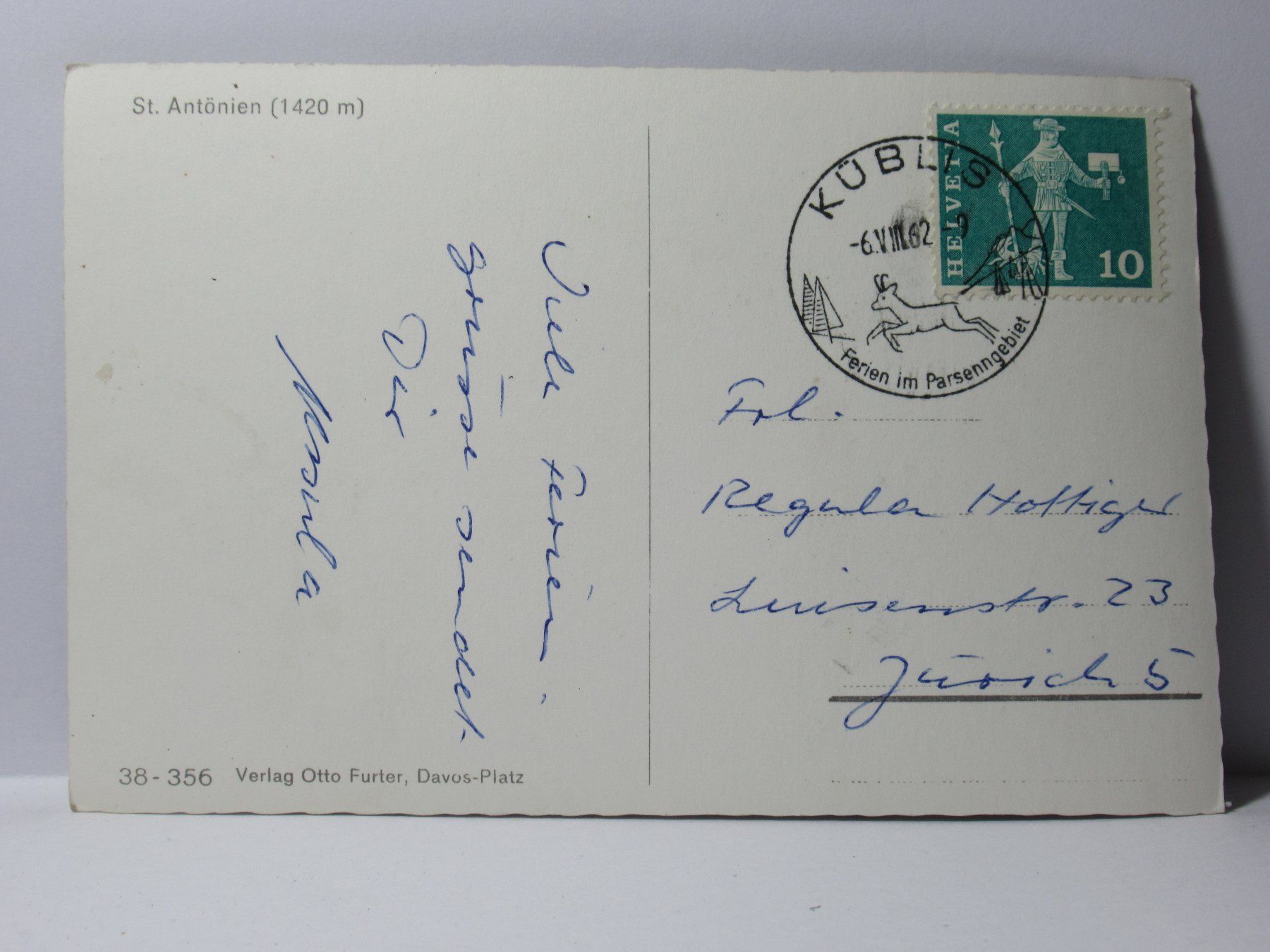Ansichtskarten: St. Antönien , Kirche 1962 – Gebraucht aus Grenchen von Bluemchen1900 2