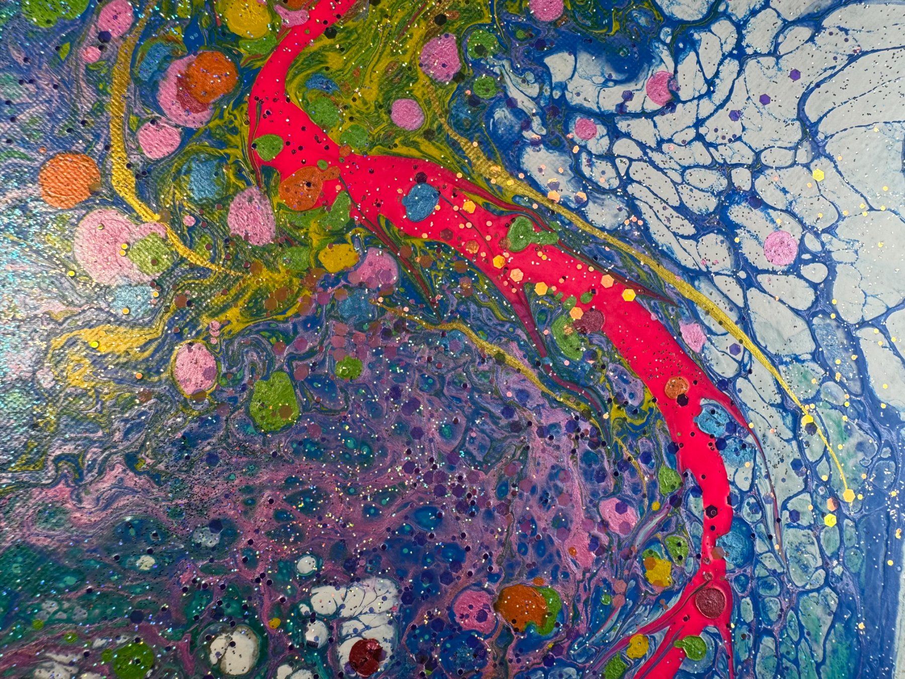 Dipinti: Acryl-Flüssigmalerei, Sechseck – Usato da Schlieren venduto da MayaSheng1983 1