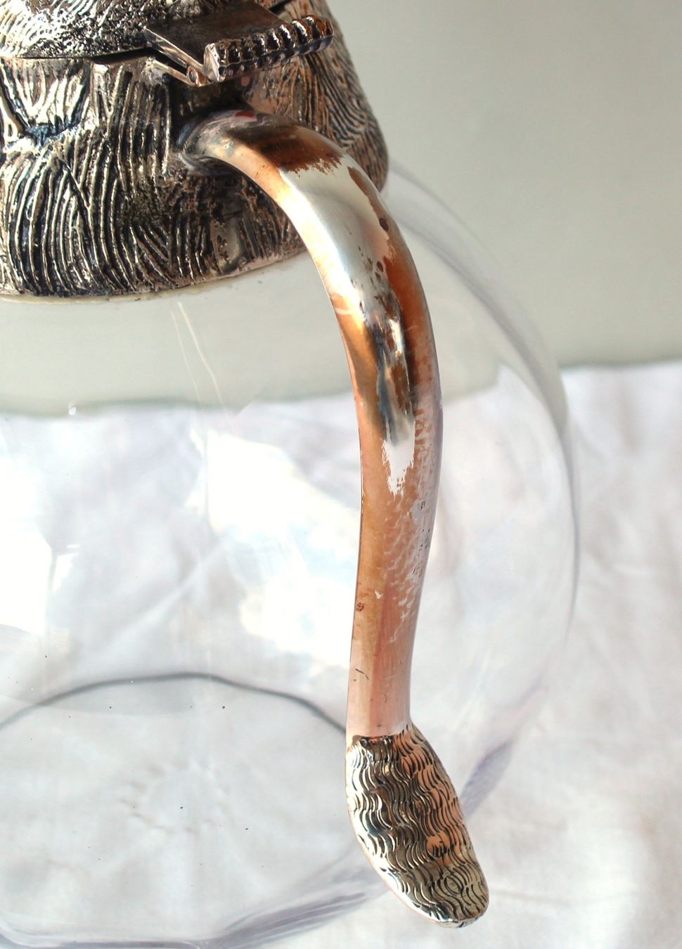 Caraffe: Grosse Valenti Spain Glas Karaffe Wildschweinkopf versilbert – Usato da Zürich venduto da Auctionata 4