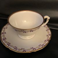 Vintage Moccatasse mit Unterteller, Goldrand, Langenthal
