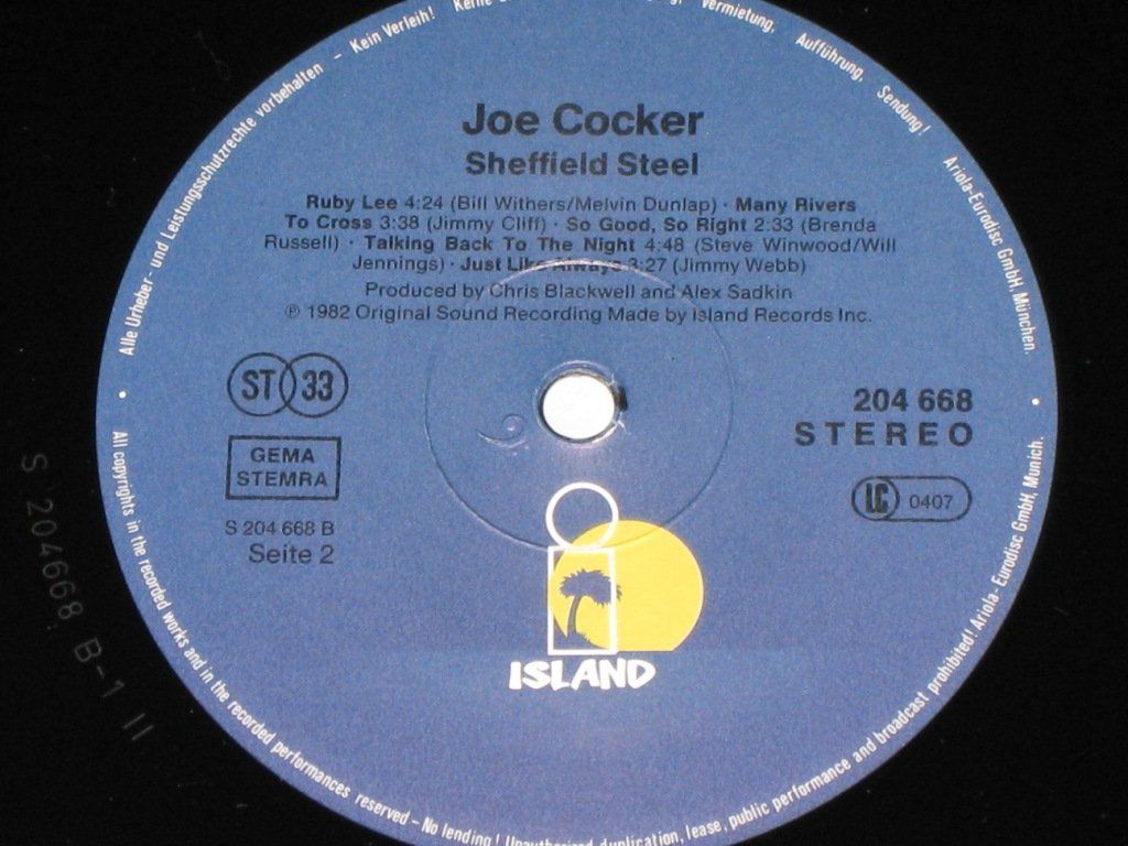 Dischi in vinile: LP - JOE COCKER - SHEFFIELD STEEL – Usato da Steckborn venduto da Quo7 2