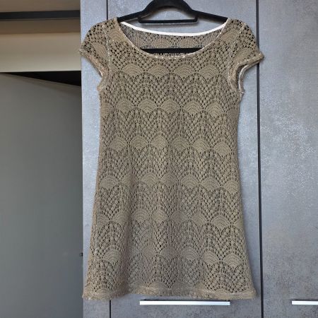 🐸 NILE ? GEHÄKELTE TUNIKA / HÄKEL KLEID S OLIV TOP ZUSTAND