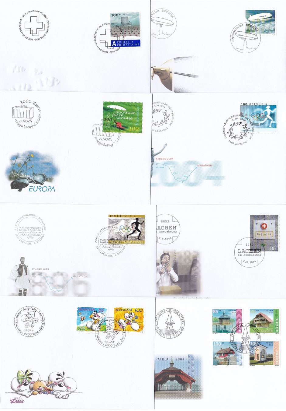 Alle Briefmarken: 59 Stk. CH FDCs, 2004 & 2005 – Gebraucht aus Münchwilen AG von Nesar 1
