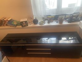 Modernes Lowboard / TV-Möbel in Schwarz (Hochglanz)