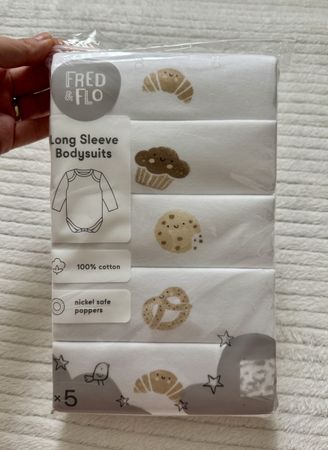 5er-Pack Baby Bodys langarm Gr. 80 (9–12 Mt.): NEU & OVP