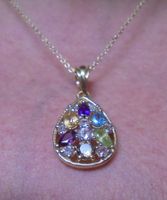Echtschmuck: Edelstein-Silberhalskette 925er, vergoldet