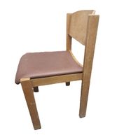 Holzstuhl, Sitz und Rücklehne braunes Leder, gebraucht