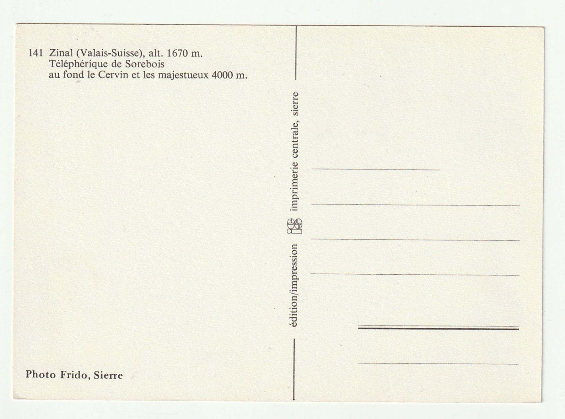 Cartoline postali: Postkarte Zinal, Téléphérique de Sorebois, Valais – Nuovo (secondo la descrizione) da St. Gallen venduto da Ricardo_Deals 1