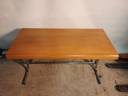 Schulschreibtisch mit Chromgestell, Stil, Holz | 140cm