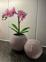 Zwei Gläser geriffelt rosa guter Zustand mit kunstblume