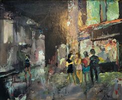 Adolfo CARDUCCI (1901- 1984) - Nachtleben - Ölmalerei ITALIA