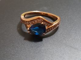 Ring mit Zirkonia, vergoldet 585, 3g, size 7 (54.5)
