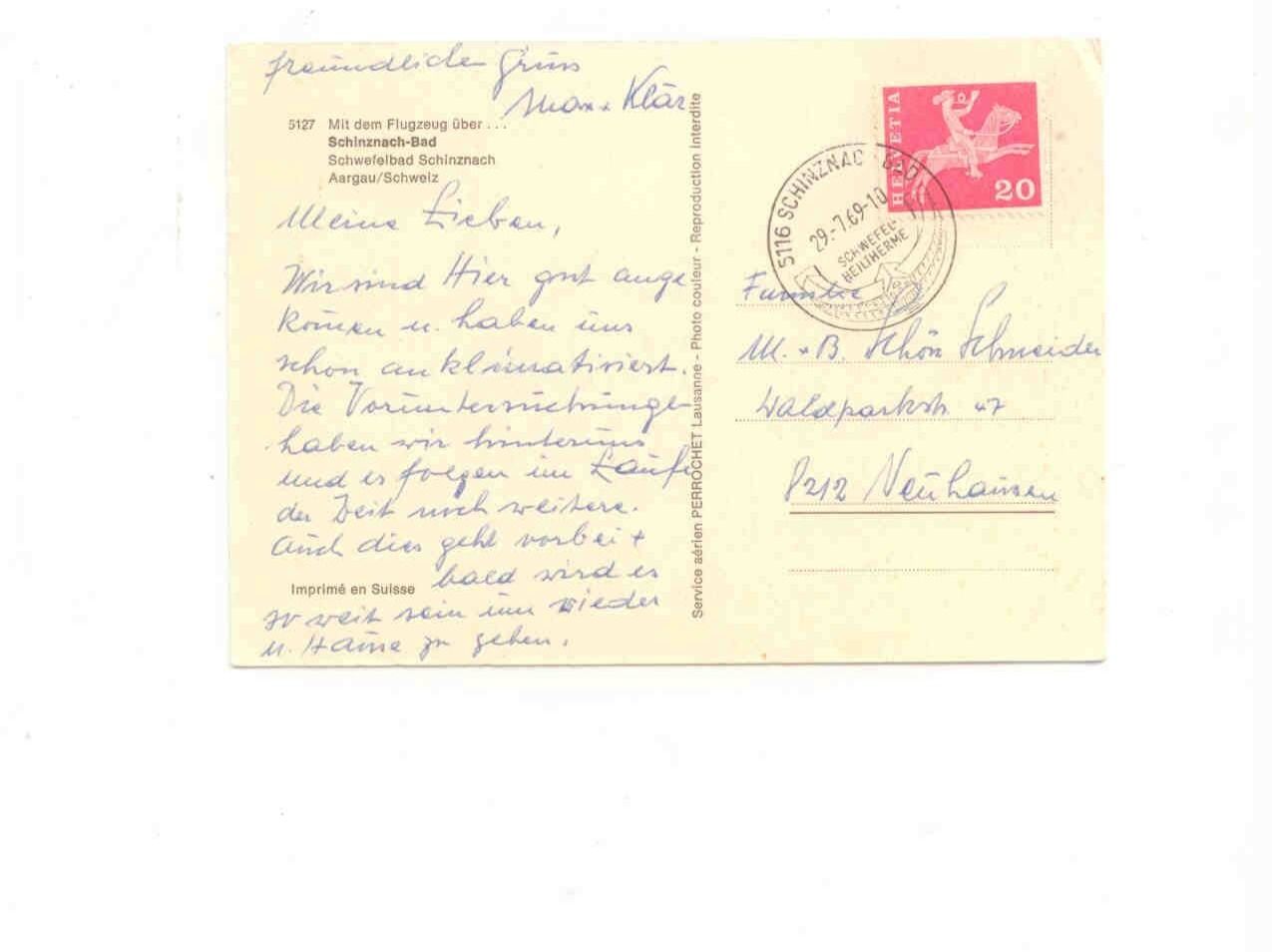 Cartoline postali: AK Schinznach - Bad 1969 – Usato da Neuhausen venduto da magi07 1