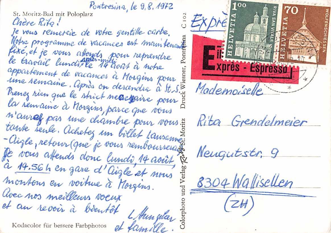 Cartoline postali: GRUSS aus ST. MORITZ - POLOPLATZ – Usato da Winterthur venduto da SchatzchischtliWinti 1