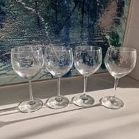 4 elegante Vintage-Kristallweingläser, verschiedene Größen