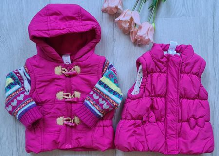 2tlg. Mädchen Winterset - Jacke und Weste Gr. 74 pink