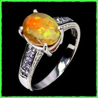 Äthiopischer Opal / Tansanite Ringe 925 Silber