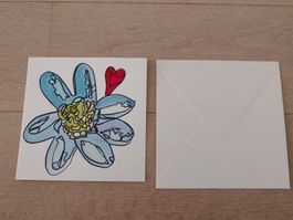 Handgemachte Karte 15 cm X 15 mit Couvert 🌸 4...