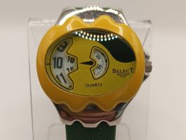 Vintage Quartz Scheibenuhr SELECT Gelb