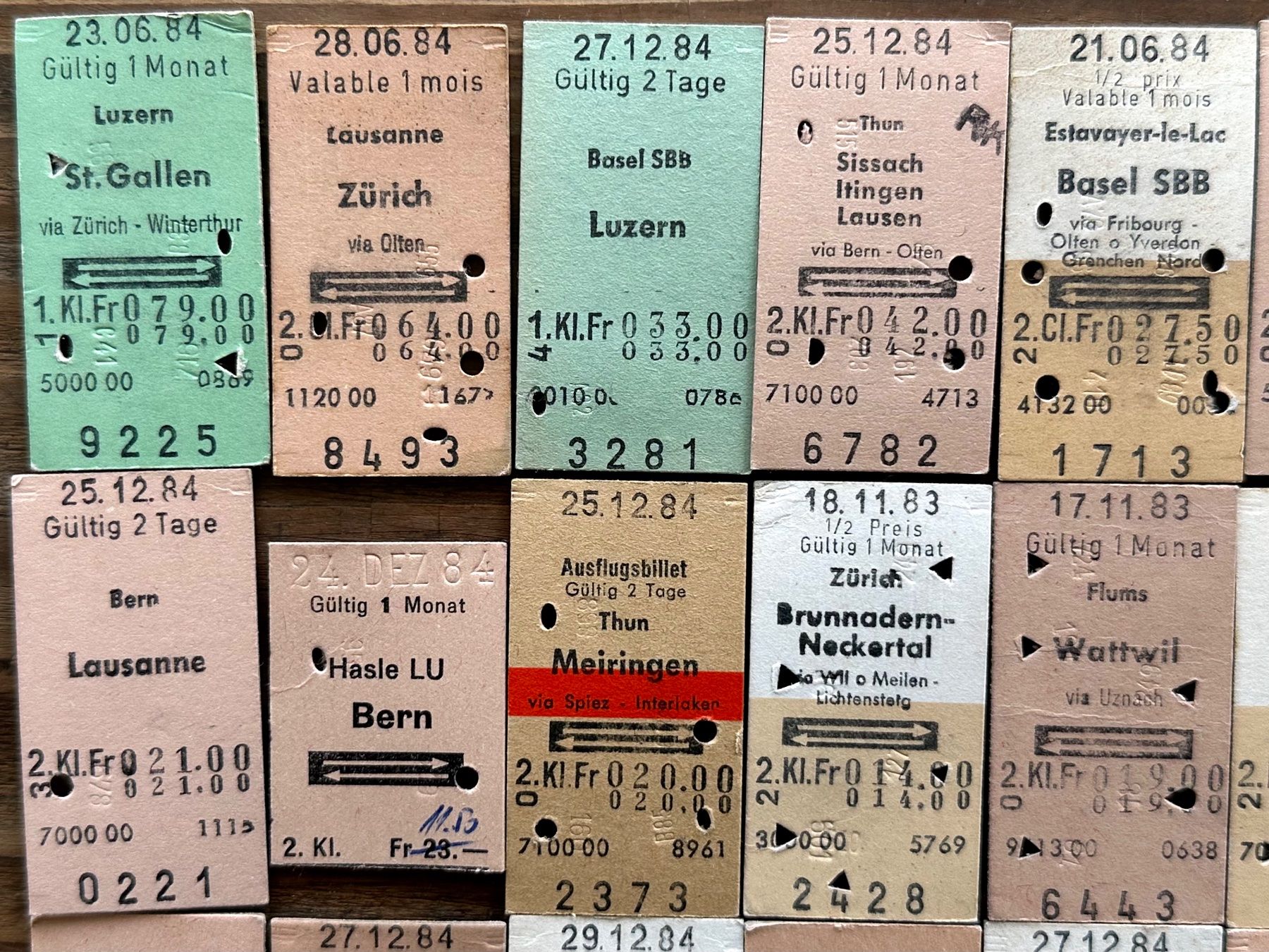 Billets: 20 Top Billette, SBB, Tickets Edmondsche Kartonbillette – D'occasion à Seltisberg par quadartswiss 1