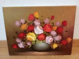 40 cm breit x30cmhoch/Öl Gemälde Vase Gemälde wunderhübsch
