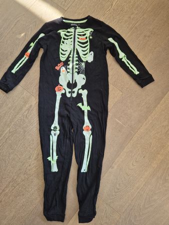 Halloweenkostüm Overall Skelett 122/128