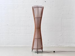 Französische Stehlampe aus hell gebeiztem Rattan und Bambus