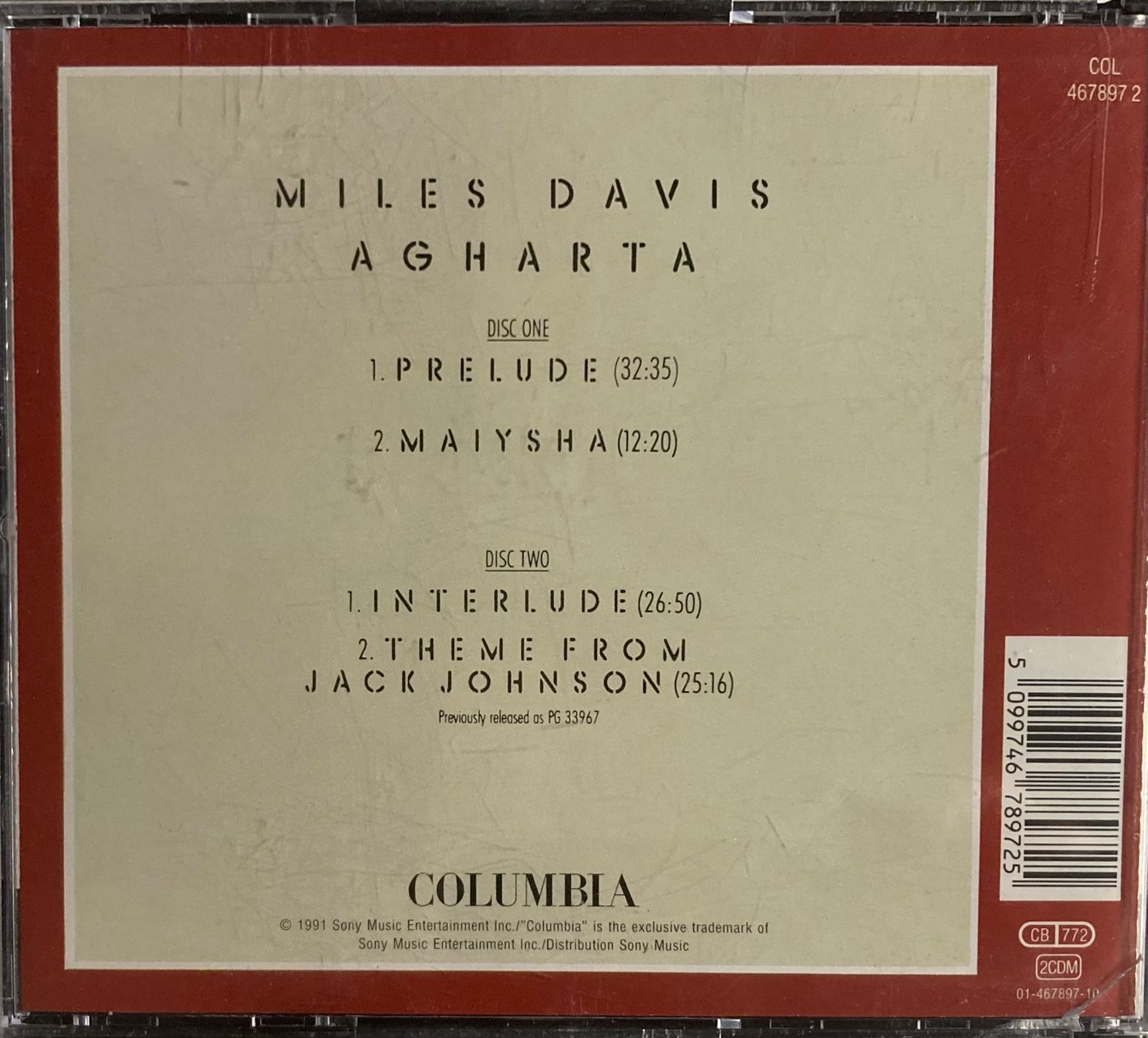 CD: MILES DAVIS - AGHARTA – Usato da Poliez-Pittet venduto da Newtown-Records 1