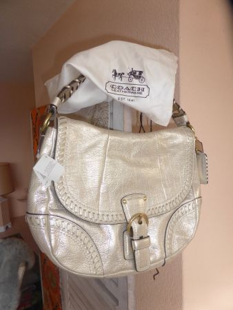 COACH LEDER HANDTASCHE GOLD CHAMPAGNE ANTIK - FABRIKNEU