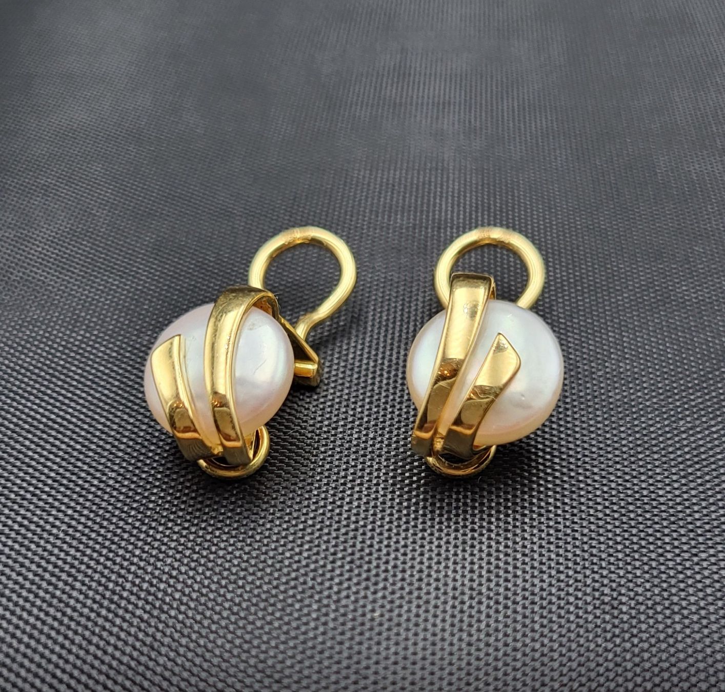 Orecchini pendenti & Orecchini a lobo: 18 Karat 750 Gold Ohrclips Mit Perlen – Usato da Wald ZH venduto da Dasilver 8