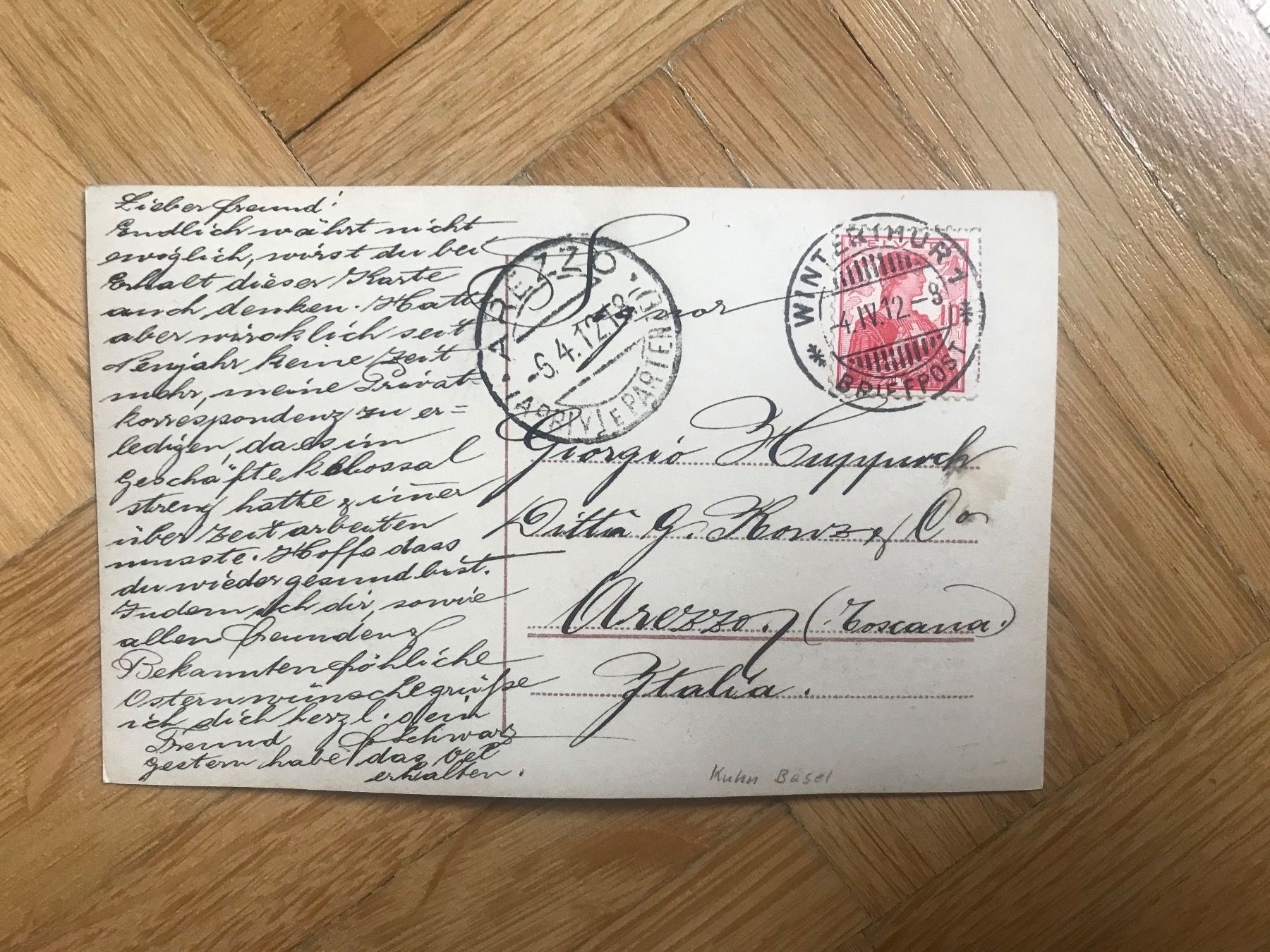 Tutti i francobolli: 1912, schöne Postkarte nach Italien – Usato da stäfa venduto da brandy66