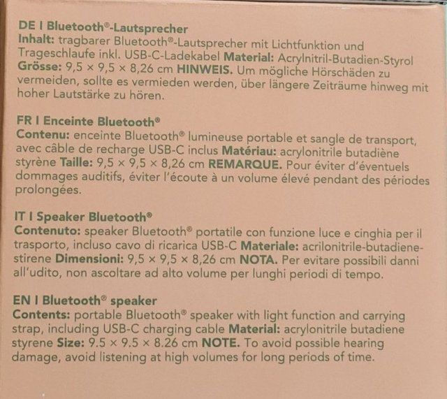 Casse acustiche: LAUTSPRECHER Bluetooth® SPEAKER. NEU. Mit Lichtfunktion – Nuovo e nell'imballaggio originale da Berikon venduto da Akronym55 7